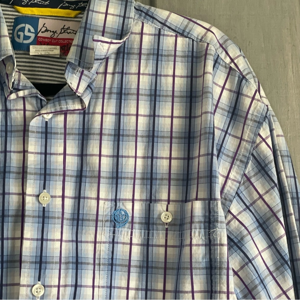 George Strait Cowboy Cut Collection by‎ Wrangler button down large 100% cotton - Picture 4 of 6